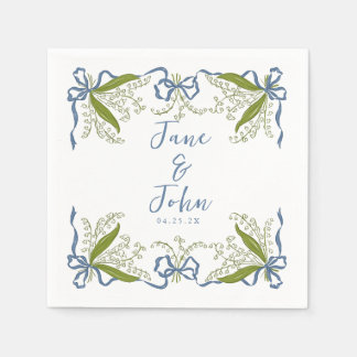 Anpassningsbar Fransk Blommigt Bröllop Napkins Pappersservett