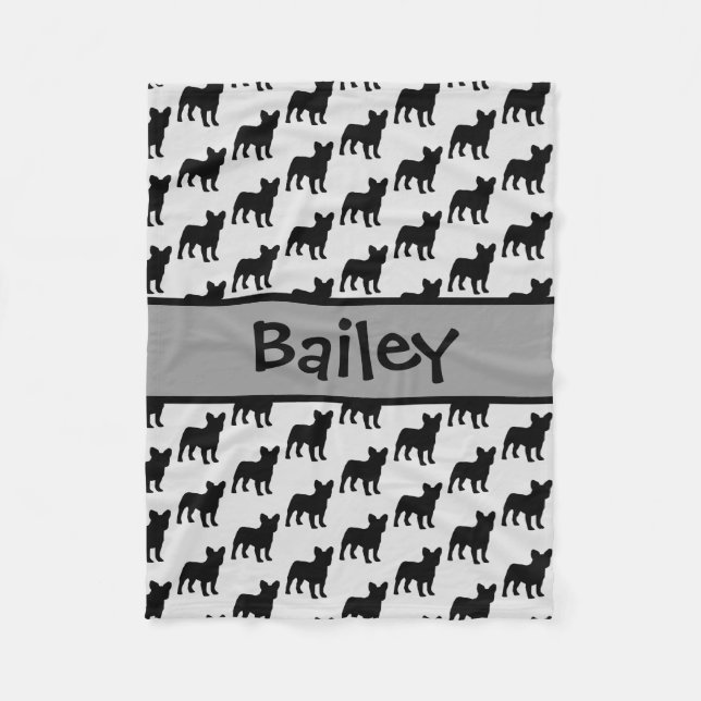 Anpassningsbar Fransk Bulldog Hund Silhouette Fleecefilt (Framsidan)