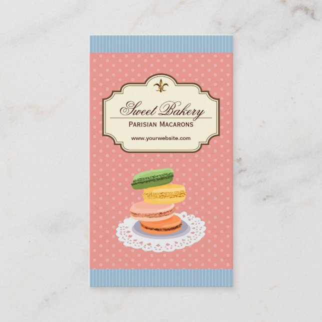 Anpassningsbar Fransk Parisian Macarons Dessert St Visitkort (Framsida)