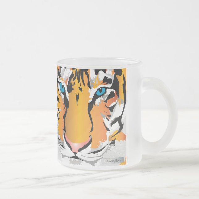ANPASSNINGSBAR FRAST MUGG-TIGER-ORANGE FROSTAD GLASMUGG (Höger)