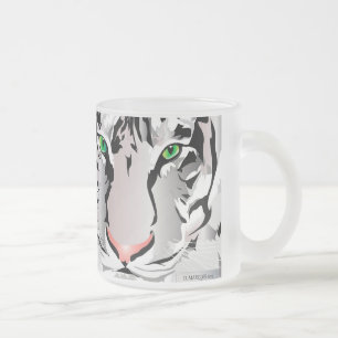 ANPASSNINGSBAR FRAST MUGG-TIGER-VITE/GRÅTT FROSTAD GLASMUGG