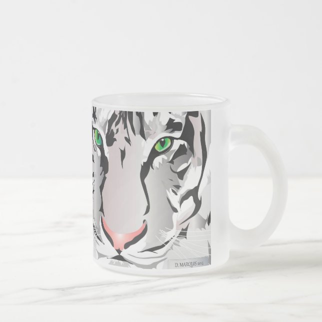 ANPASSNINGSBAR FRAST MUGG-TIGER-VITE/GRÅTT FROSTAD GLASMUGG (Höger)
