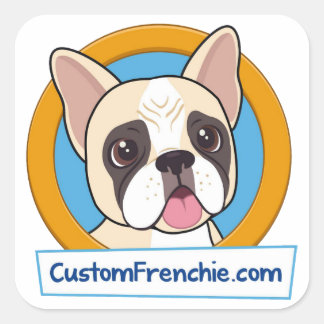 Anpassningsbar Frenchie Logotyp Sticker Fyrkantigt Klistermärke