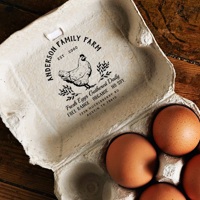 Anpassningsbar Fresh Eggs Family Farm Rubber Frimä Stämpel (Skapare uppladdad)