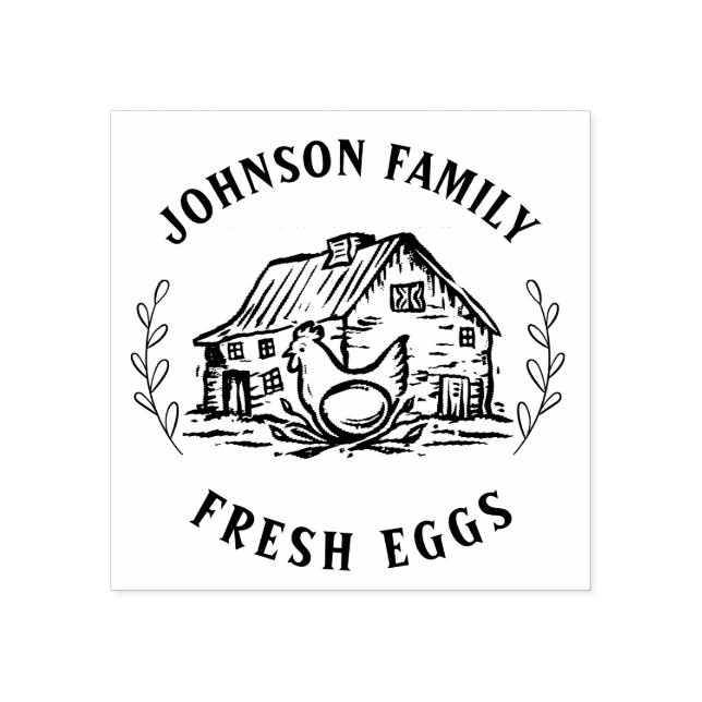 Anpassningsbar Fresh Eggs Family | Farmhouse Hen | Stämpel (Tryck)
