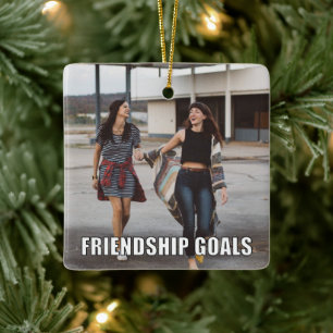 Anpassningsbar Friends Photo Funny Vänskap Goals Julgransprydnad Keramik