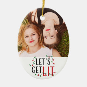 Anpassningsbar Friends Photo Lets Get Lit Jul Julgransprydnad Keramik