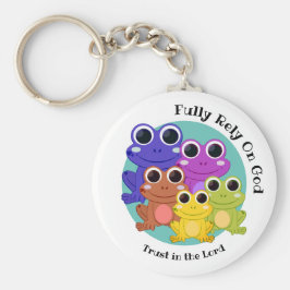 Anpassningsbar Frog FULLY RELY ON GOD Christian Nyckelring