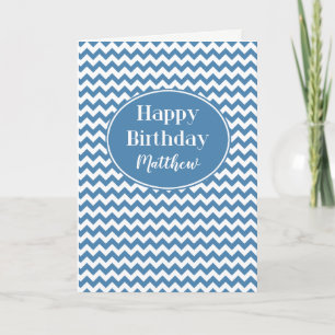 Anpassningsbar Front Blue and White Chevrons Birth Kort