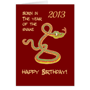 Anpassningsbar Front Chinese Year of the Snake Bir Hälsningskort