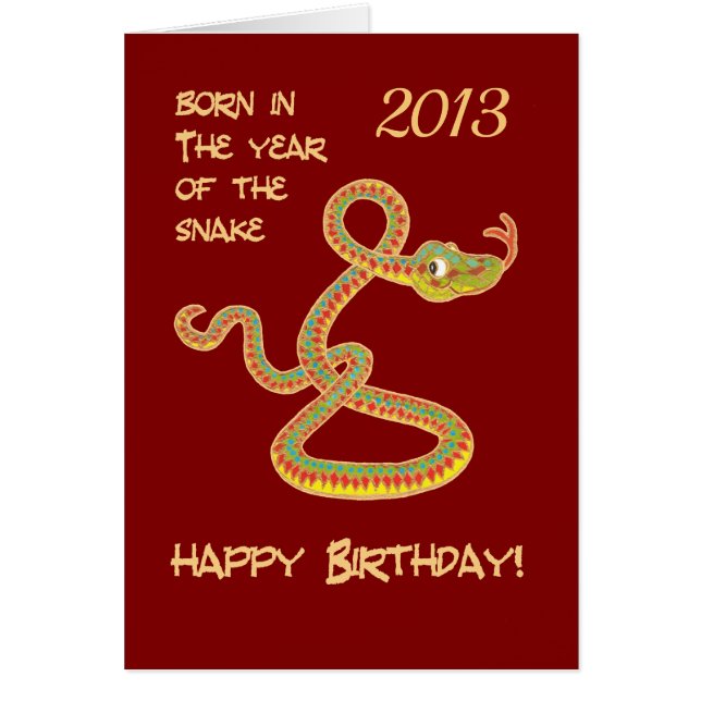 Anpassningsbar Front Chinese Year of the Snake Bir Hälsningskort (Framsidan)