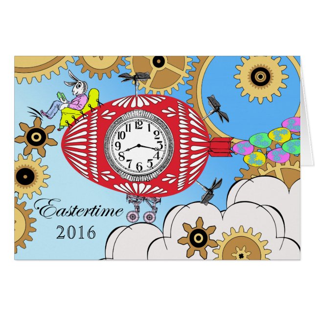 Anpassningsbar Front Påsk, dataspecifikt, Steampun Hälsningskort (Framsidan Horizontal)