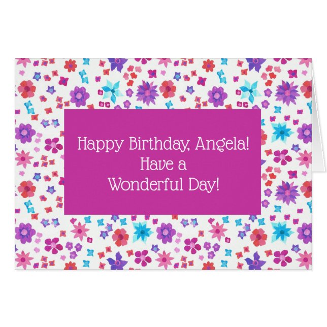 Anpassningsbar Front Söt Ditsy Blommigt Birthday Hälsningskort (Framsidan Horizontal)