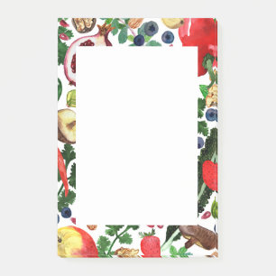ANPASSNINGSBAR Fruit Veggie Watercolor Gräns Livs Post-it Block