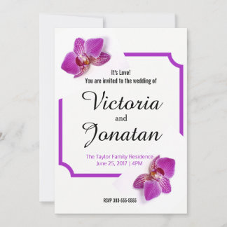 Anpassningsbar Fuchsia-inbjudan med Orchids för Br Inbjudningar