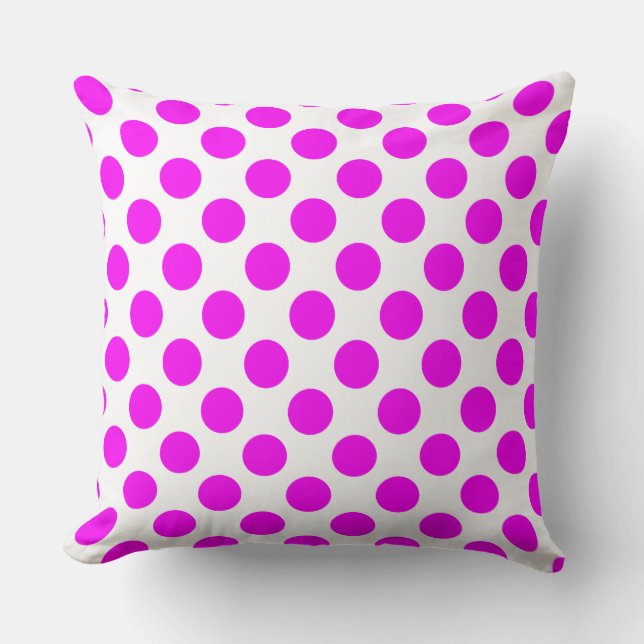 Anpassningsbar Fuchsia Rosa Polka DotThrow Pillow Kudde (Framsida)