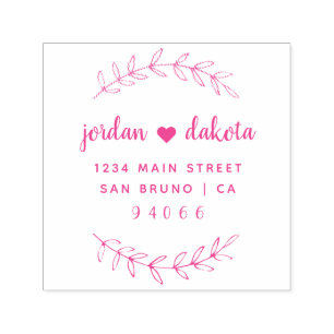 Anpassningsbar Fuchsia Script Bröllop Returadress Självfärgande Stämpel