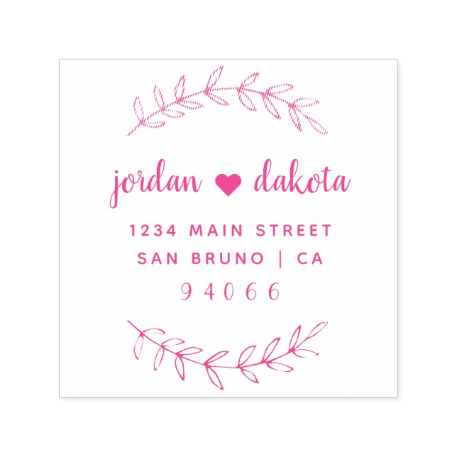 Anpassningsbar Fuchsia Script Bröllop Returadress Självfärgande Stämpel (Design)