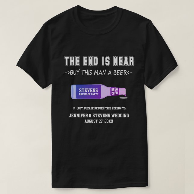 Anpassningsbar Funny Bachelor Party Shirt T Shirt (Design framsida)