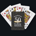 Anpassningsbar Funny Birthday Freaking Fabulous Casinokort<br><div class="desc">Personlig på att spela kort för en speciell födelsedag, personlig med namn och lustigt "50 och Freaking Fabulous" som säger med guld sparkles och glitter i ett stort typsnitt som är lätt att läsa .. bara i fodral är födelsedagen stor. ) Kortåldern är redigerbar för kostym varje år - för...</div>