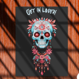 Anpassningsbar Funny Blue Rosa Halloween Sugar Sku Poster