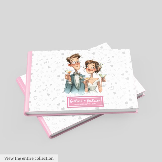 Anpassningsbar Funny Bröllop Guest Bok Quirky Coup (Custom Funny Wedding Guest Book Quirky Couple)