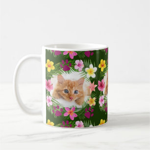 Anpassningsbar Funny Cat Photo Grönt Tropical Hawa Kaffemugg
