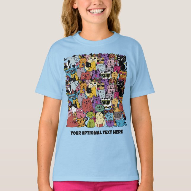 Anpassningsbar Funny Cats Illustration T Shirt (Framsida)