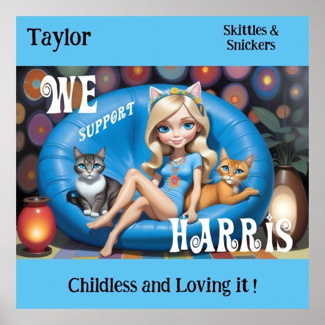 Anpassningsbar Funny Chilless Cat Dam KAMALA 2024 Poster (Framsidan)