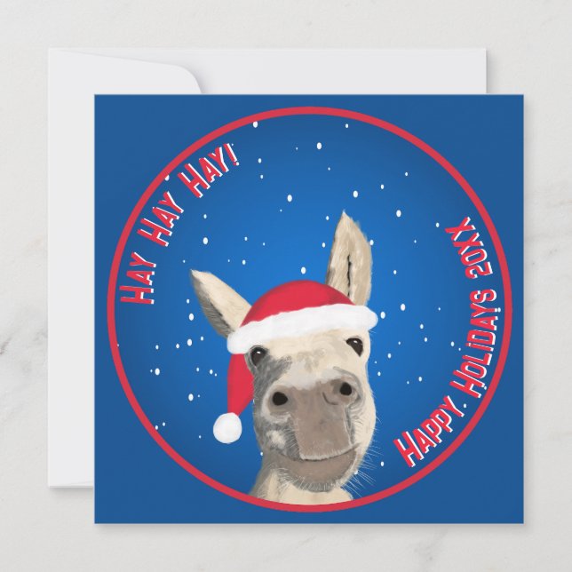 Anpassningsbar Funny Donkey Santa Pun 2025 Helgdag (Framsida)