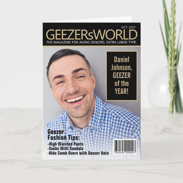 Anpassningsbar Funny Fake GeezersWorld Magazine Bi Kort (Framsida)