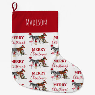 Anpassningsbar Funny juldjur Santa Hats Ljus Stor Julstrumpa