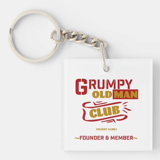 Anpassningsbar Funny Keychain - Grumpy Old Man-Klu (Framsidan)
