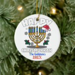 Anpassningsbar Funny Lycklig Chrismukkah Lycklig H Julgransprydnad Keramik<br><div class="desc">Söker efter underbara gåvor till Chrismukah,  jul eller Hanukkah? Kolla in det här objektet och vår fullt med roligt,  unika personliger för den speciella personen i din cirkel.</div>