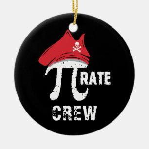 Anpassningsbar Funny Pi Day Pirat Crew Julgransprydnad Keramik