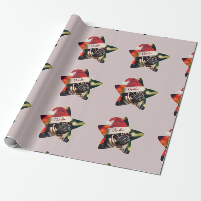 Anpassningsbar Funny Pug jultomte Presentpapper (Utrullad)