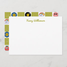 Anpassningsbar Funny Quirky Designs Retro Art Möns Anteckningskort