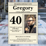 Anpassningsbar Funny Quote Retro Newspaper 40:e fö Inbjudningar<br><div class="desc">👉 le på ansikte med den här fantastisk-tidningen stil 40-årsinbjudan! Med ett lustigt citat och foto sätter du firandet över resten! #zazzlemade - klicka bara för att anpassa den här designen 🔥 Mina löften - Den här designen är unik - den är designad med dig i åtanke 🙏 Tack för...</div>