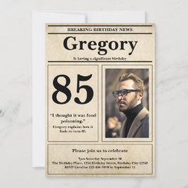 Anpassningsbar Funny Quote Retro Newspaper 85 Birt Inbjudningar