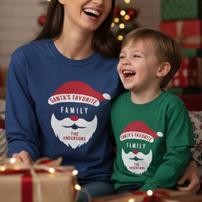 Anpassningsbar Funny Santa's Favorite Family Namn T Shirt (Skapare uppladdad)