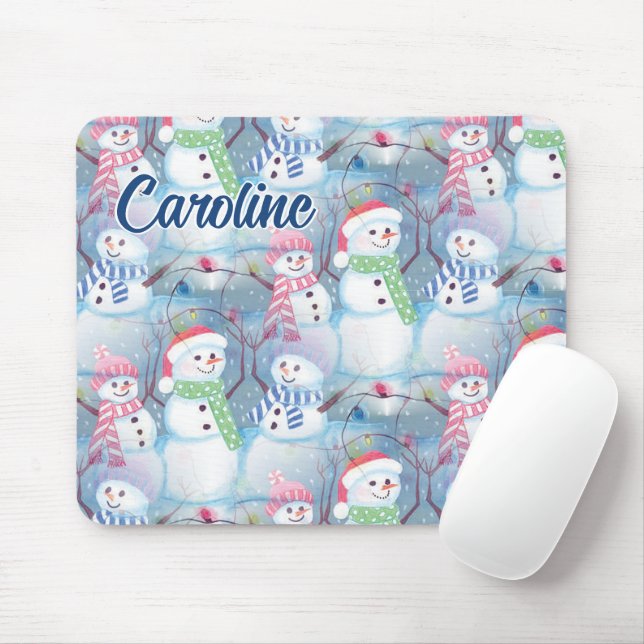 Anpassningsbar Funny Snögubbar Julgran String Ljus Musmatta (Med mus)