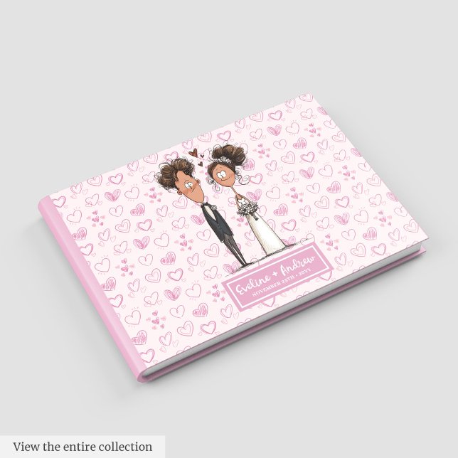 Anpassningsbar Funny Tecknad Bröllop par Guest bok (Custom Funny Cartoon Wedding Couple Guest book)