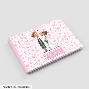 Anpassningsbar Funny Tecknad Bröllop par Guestbook Gästböcker