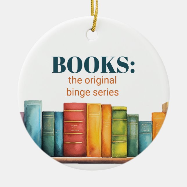 Anpassningsbar Funny Vänskap Läsa Bok Julgransprydnad Keramik (Framsidan)