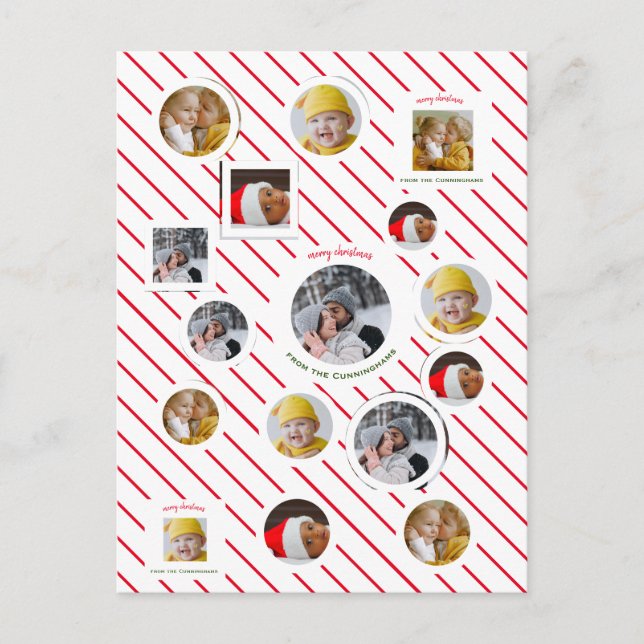Anpassningsbar Fyra foto 🎄 Helgdag Gift Inbjudan Vykort (Framsida)