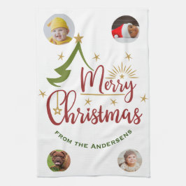 Anpassningsbar Fyra foto 🎄 Helgdag Gift Kökshandduk