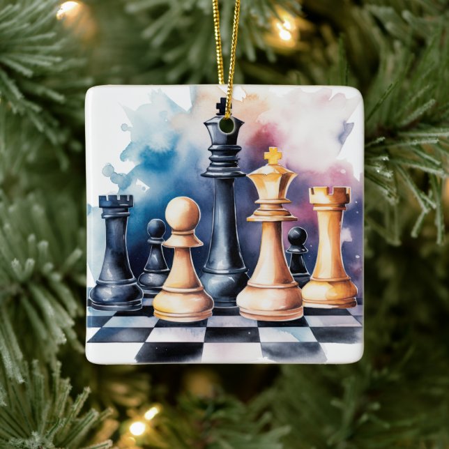 Anpassningsbar Galaxy Chess Delar Modern Chess jul Julgransprydnad Keramik (Träd)