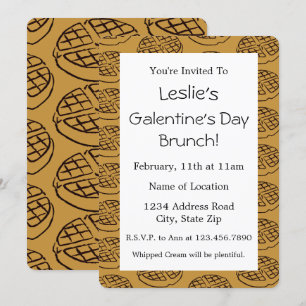 Anpassningsbar Galentines dag Brunch Waffle-inbjud Inbjudningar