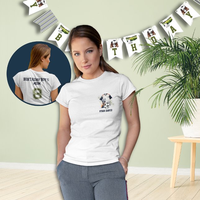 Anpassningsbar Game Day Mamma vid Birthday Boy Spo T Shirt (Personalized Soccer Theme Birthday Party T-shirt Mom of the Birthday Boy )