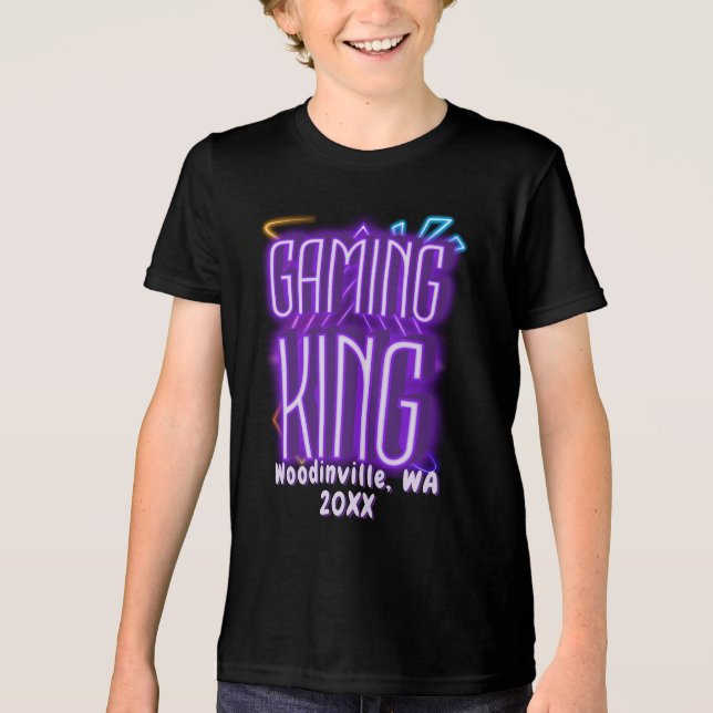 Anpassningsbar Gaming Kung för spelarens placering T Shirt (Framsida)